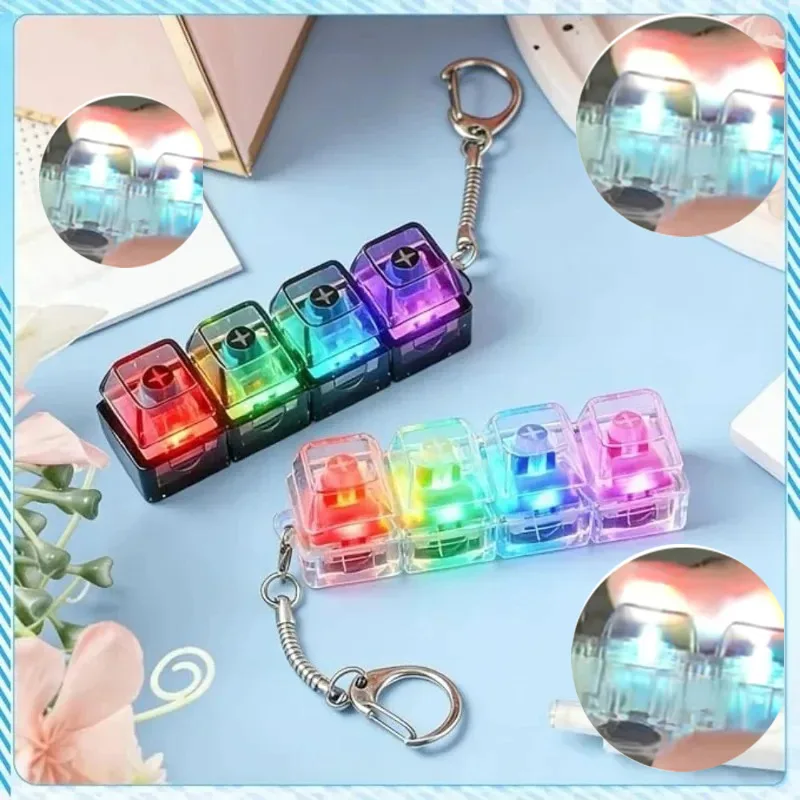 Electronics Gadgets For Kids - LED Keyboard Keychain ///Fidget Toy Crystal