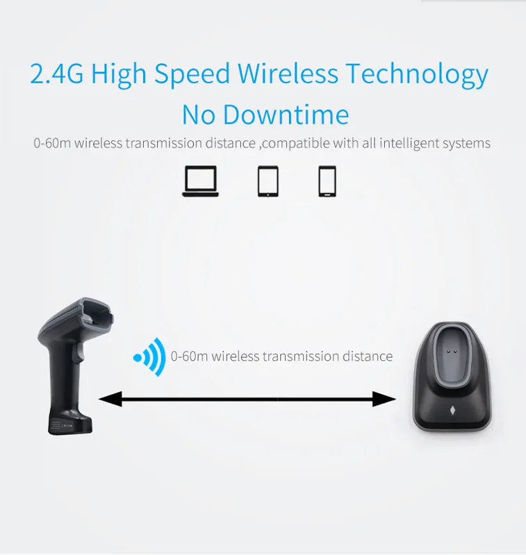 Barcode Scanner Wireless - Wireless Barcode Scanner with Cradle for