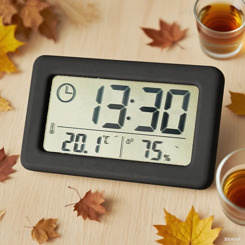 Digital Alarm Clock - Minimalist Clock Digital Temperature Humidity Meter