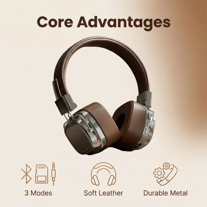Retro Game Controller Usb - Retro Leather Over-ear Headphones Wireless Bluetooth