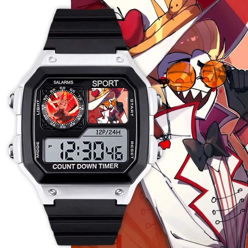 Digital Alarm Clock - Hazbin Hotel Charlie Alastor Lucifer Square