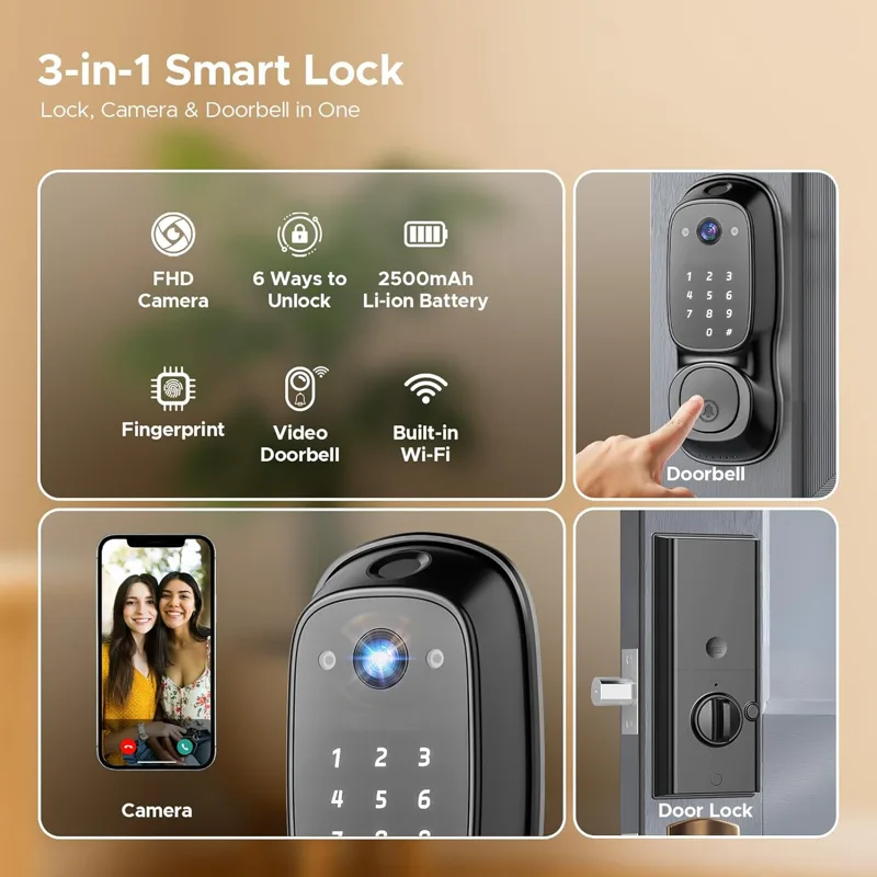 Tuya Wifi Smart Door Lock ‎Cam - đánh giá và giá Electronics & Gadgets Starting With C